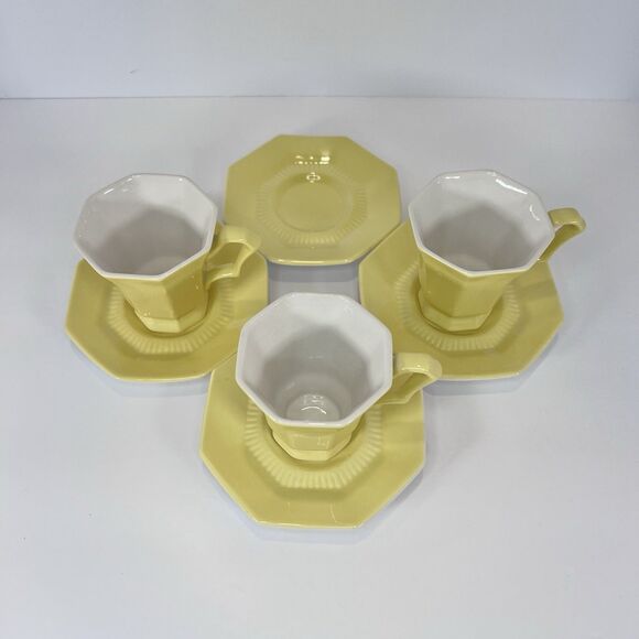 70's Daffodil Yellow (7) Pcs. Independence Interpace Ironstone Japan MCM - Picture 1 of 12